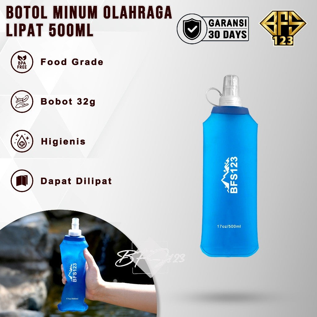 BFS123 Botol Minum Running Lipat Foldable Soft Flask 500 Ml BPA Free