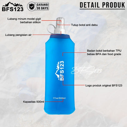 BFS123 Botol Minum Running Lipat Foldable Soft Flask 500 Ml BPA Free