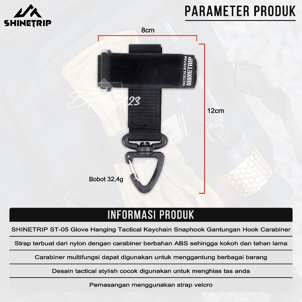 SHINETRIP ST-05 Glove Hanging Tactical Keychain Snaphook Gantungan Hook Carabiner Multi-Functional Series A521-H04