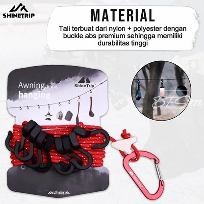 SHINETRIP Awning Hanging Rope Camping Tools 4.3M HOOK Carabiner Tali Gantung Peralatan Camping ST-Tarp A349 Outdoor