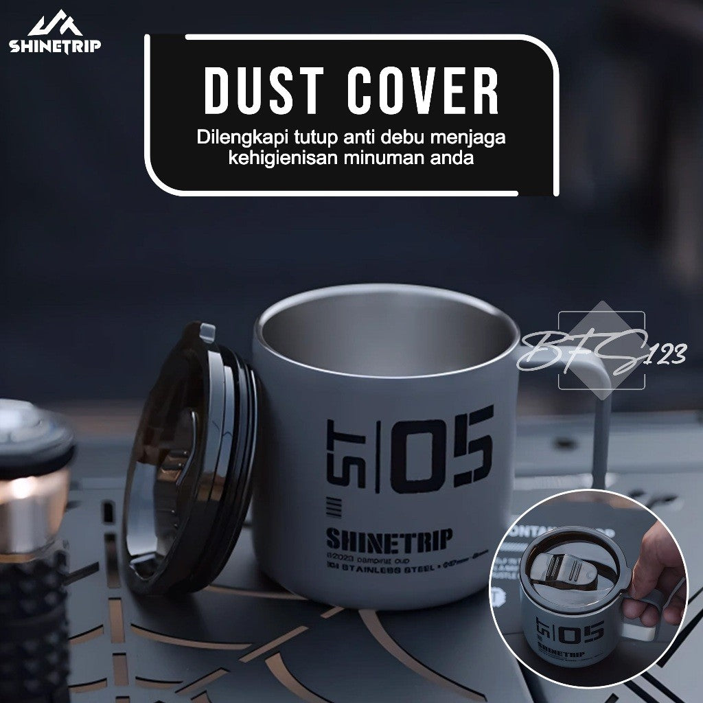 SHINETRIP Mug Gelas Camping Tactical Cup Stainless Steel 350 ml 05 Series Gelas Oudoor Plus Tutup