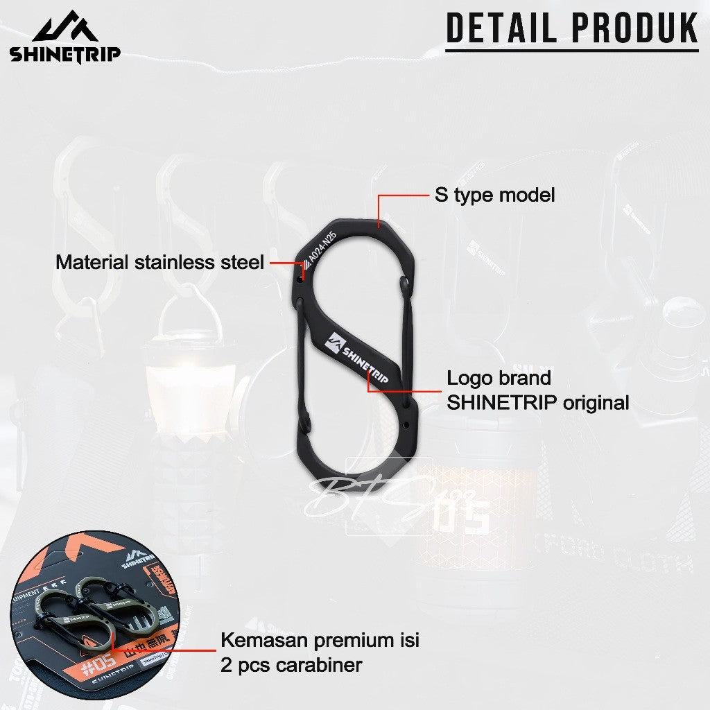 SHINETRIP Carabiner Tactical Aluminum Buckle-S Suit ST-05 Gantungan Barang Spring Hook Camping Outdoor