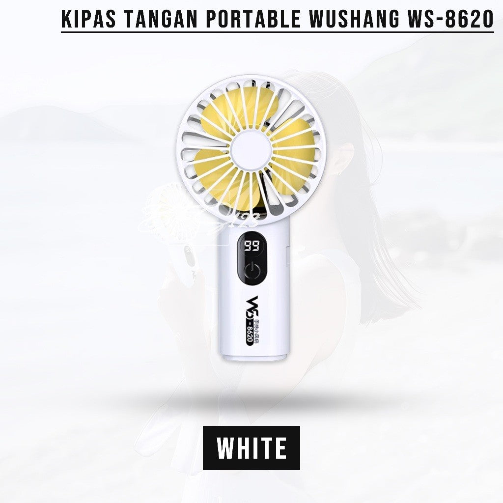 Kipas Tangan Portable 1200 mAh WS-8620 Wushang Mini Fan 3 High-speed USB Rechargeable Kipas Genggam Travel Outdoor