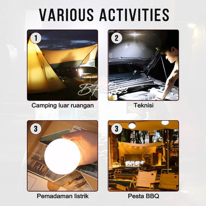 Lampu Tenda LED 36W Wushang USB Lampu Gantung Emergency Worklight COB Hook Carabiner Magnet Waterproof