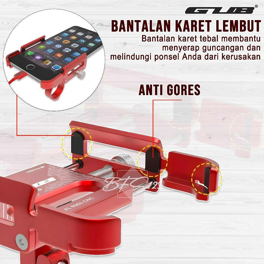 Paket GUB P30 / GUB P30 PRO Phone Holder + Bracket Spion MOTOBAR Original Alumunium Alloy Holder Hp Motor