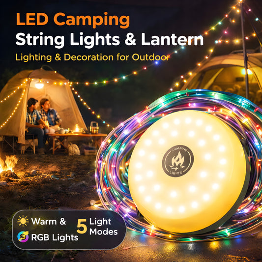 Lampu Camping LED String Light 2 in 1 10M Lampu Tenda Camping Waterproof USB Type C Lampu Hias Outdoor