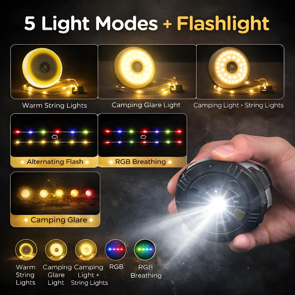 Lampu Camping LED String Light 2 in 1 10M Lampu Tenda Camping Waterproof USB Type C Lampu Hias Outdoor