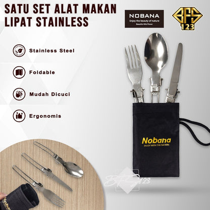 Mangkok Stainless 304 Gagang Lipat Kapasitas 300 ml Camping Outdoor Plus Storage BAG