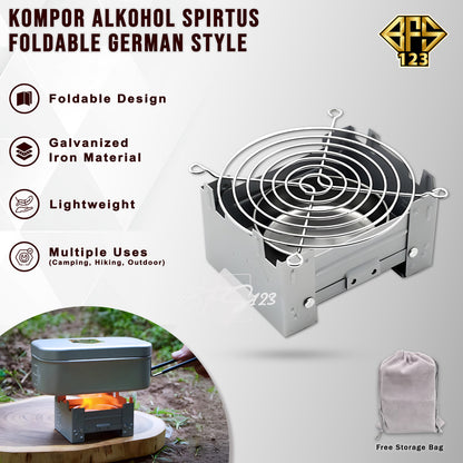 Kompor Lipat Portable German Style Kompor Spirtus Alkohol Stove Ultralight Camping Hiking