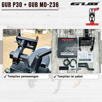 Paket GUB P30 / GUB P30 PRO Phone Holder + Breket Spion GUB MD-236