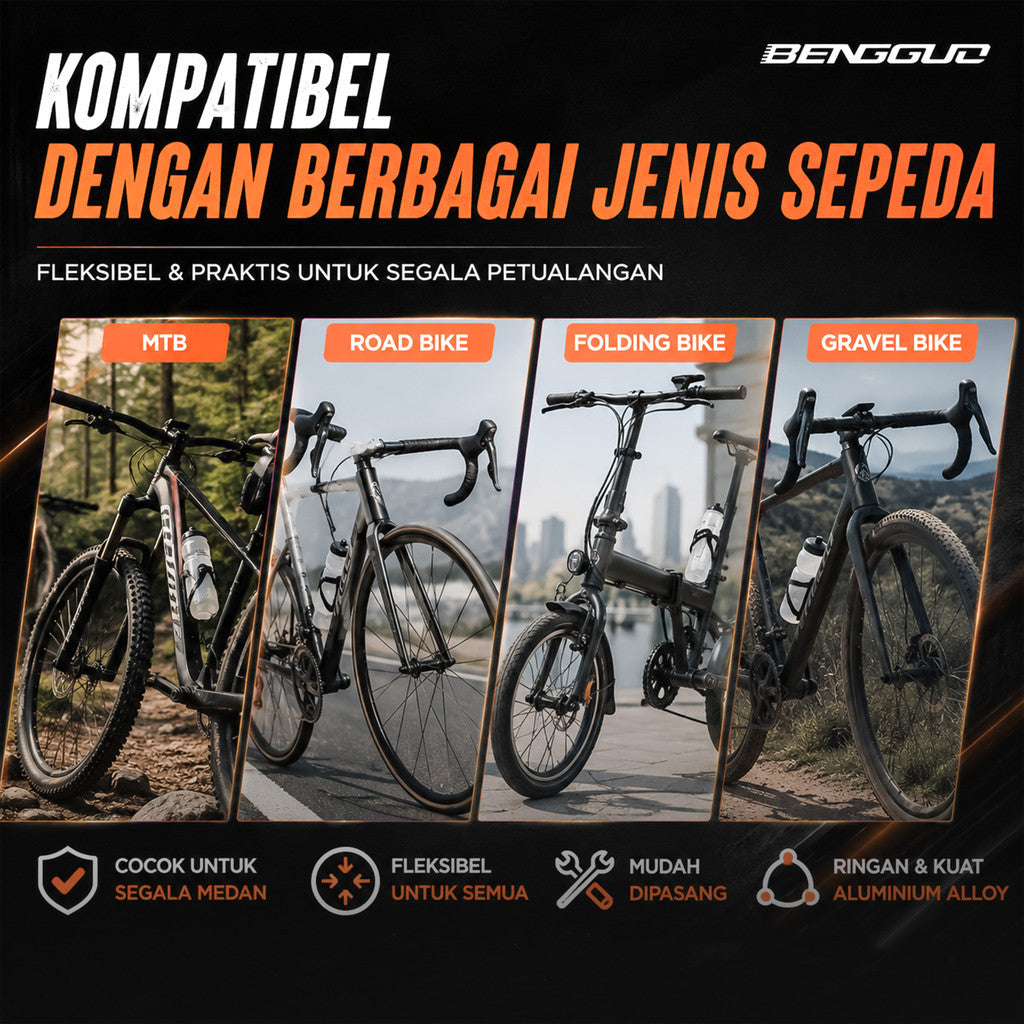 Holder Botol Minum Sepeda MTB Roadbike Aluminium Alloy Bengguo BG-4319 Free 2 Pcs Baut + Kunci L