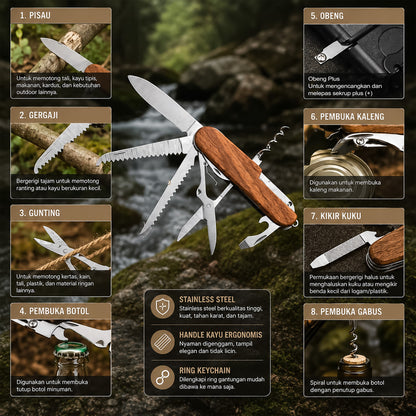 Pisau Lipat Obeng Gunting Tools 11 in 1 Outdoor Multifungsi Mini Folding Knife Tools