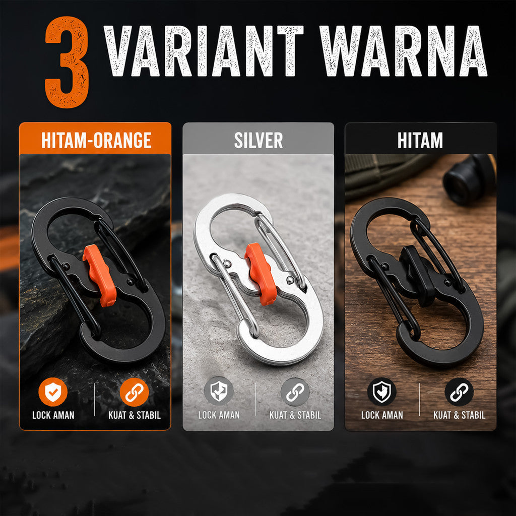 Carabiner Type S Lock Style Metal Stainless Steel S Biner Slide Lock Camping Outdoor