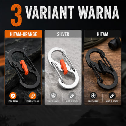 Carabiner Type S Lock Style Metal Stainless Steel S Biner Slide Lock Camping Outdoor