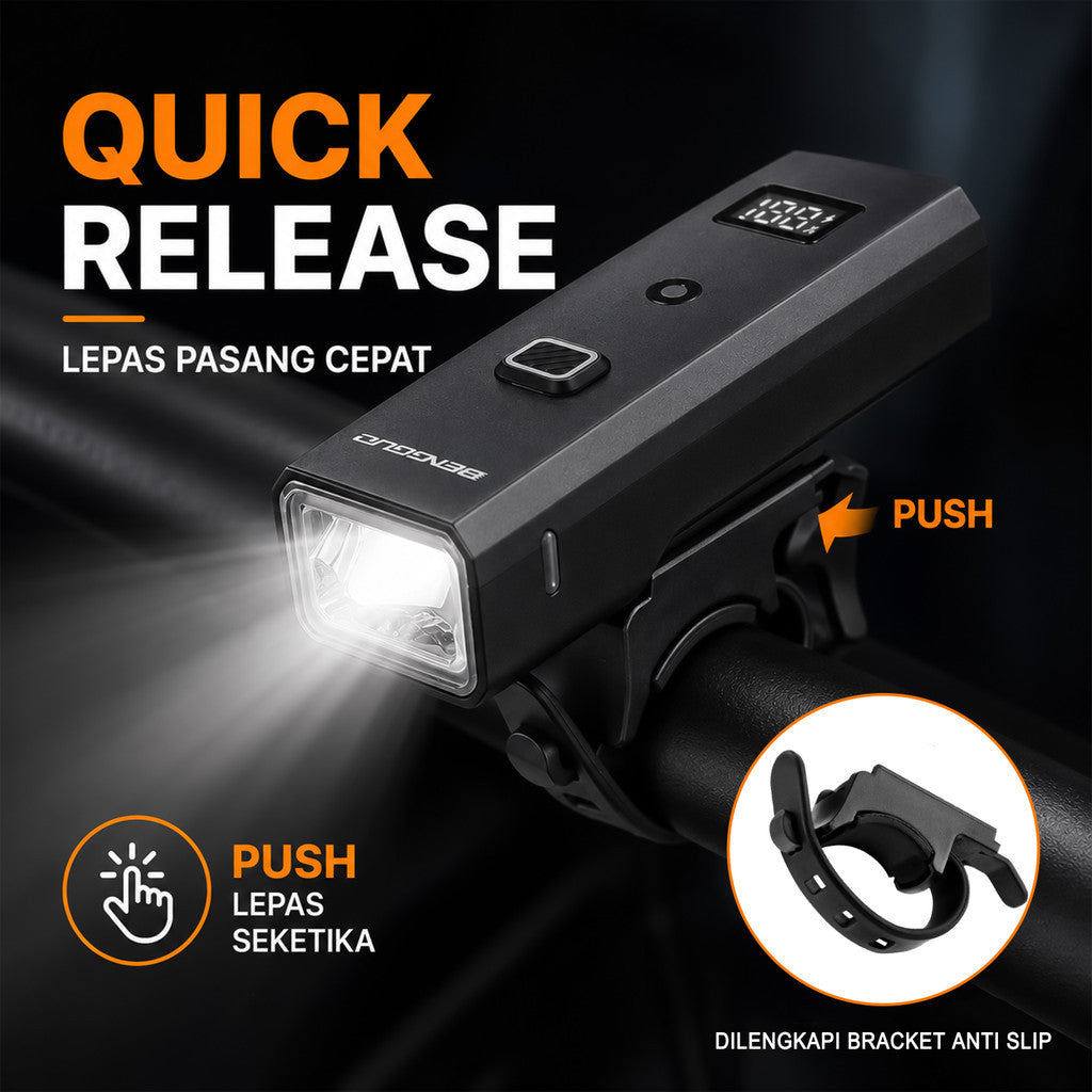 Lampu Depan Sepeda Smart Sensor BG-1938 400 Lumens Type-C 2000mAh Waterproof MTB Roadbike