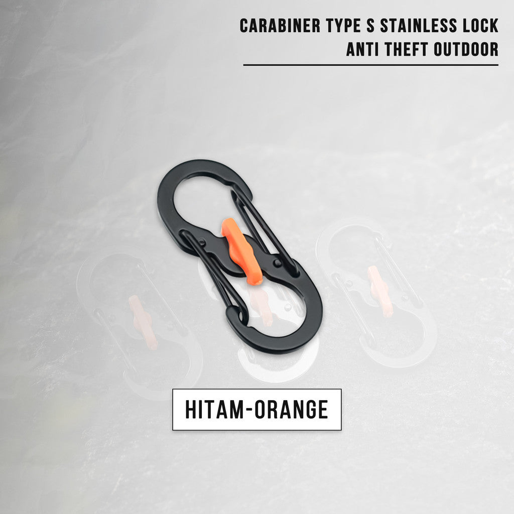 Carabiner Type S Lock Style Metal Stainless Steel S Biner Slide Lock Camping Outdoor