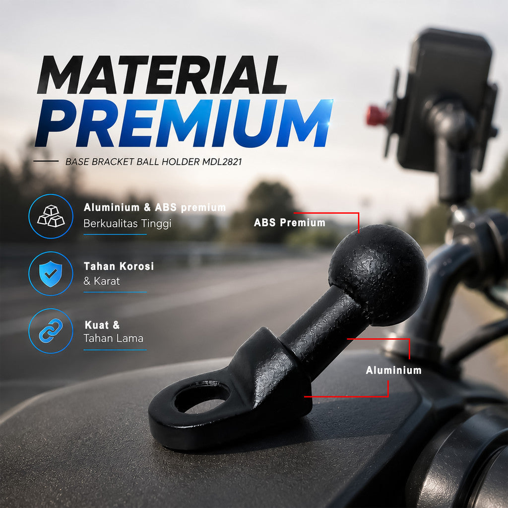 Base Bracket Ball Holder MDL2821 Aluminium Dudukan Spion Motor Universal Mount Phone Holder