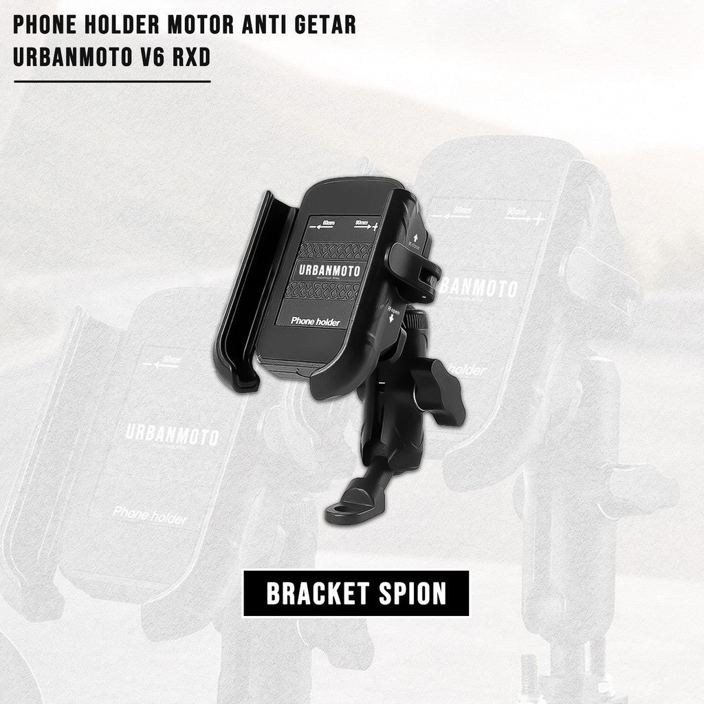 Phone Holder Motor Anti Getar Urbanmoto V6 RXD Quick Release Rotate Ball Full Aluminium Aloy Bracket Spion Stang