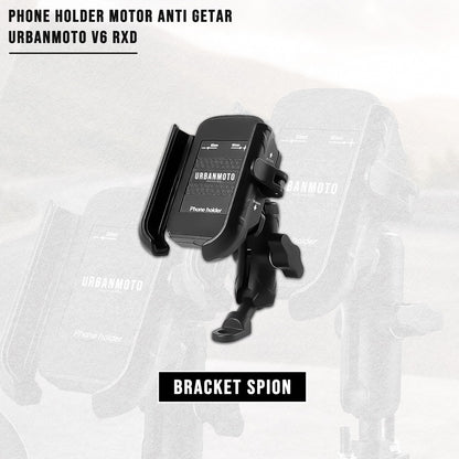 Phone Holder Motor Anti Getar Urbanmoto V6 RXD Quick Release Rotate Ball Full Aluminium Aloy Bracket Spion Stang