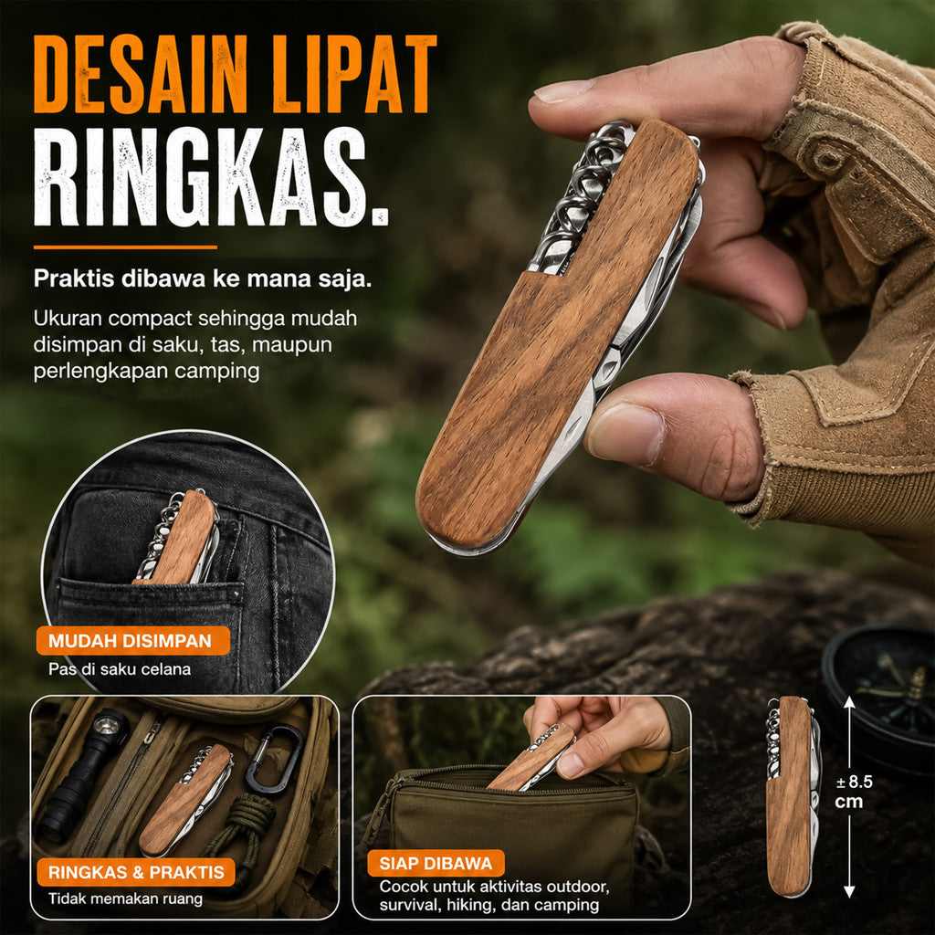 Pisau Lipat Obeng Gunting Tools 11 in 1 Outdoor Multifungsi Mini Folding Knife Tools