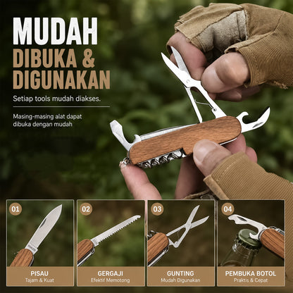 Pisau Lipat Obeng Gunting Tools 11 in 1 Outdoor Multifungsi Mini Folding Knife Tools