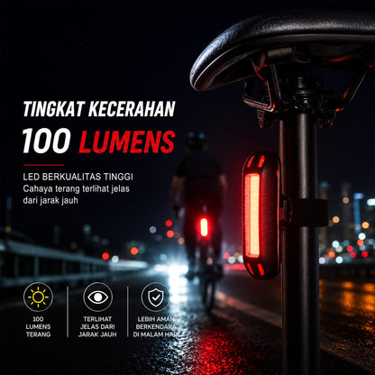 Lampu Belakang Sepeda LED USB Rechargeable 100 Lumens Bengguo BG-602 2 Warna Cahaya Waterproof MTB
