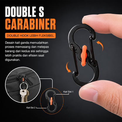 Carabiner Type S Lock Style Metal Stainless Steel S Biner Slide Lock Camping Outdoor