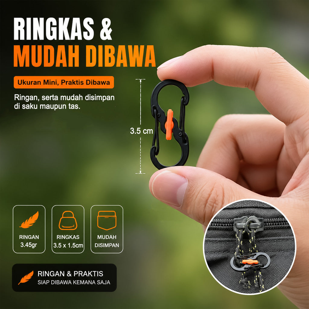 Carabiner Type S Lock Style Metal Stainless Steel S Biner Slide Lock Camping Outdoor