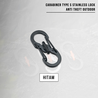 Carabiner Type S Lock Style Metal Stainless Steel S Biner Slide Lock Camping Outdoor