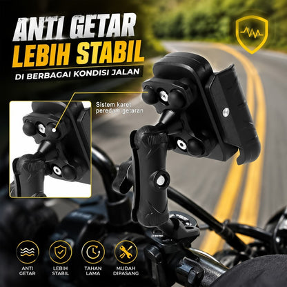 Phone Holder Motor Anti Getar Urbanmoto V6 RXD Quick Release Rotate Ball Full Aluminium Aloy Bracket Spion Stang