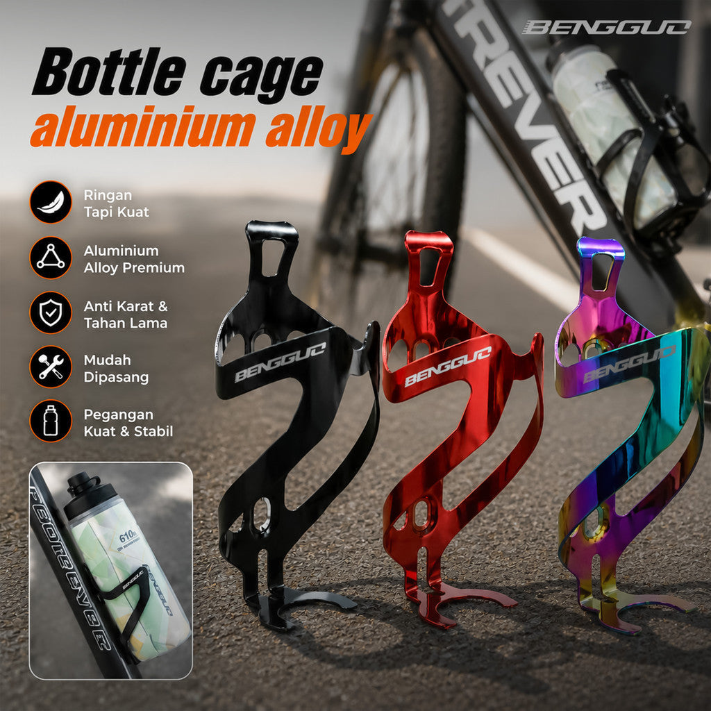 Holder Botol Minum Sepeda MTB Roadbike Aluminium Alloy Bengguo BG-4319 Free 2 Pcs Baut + Kunci L