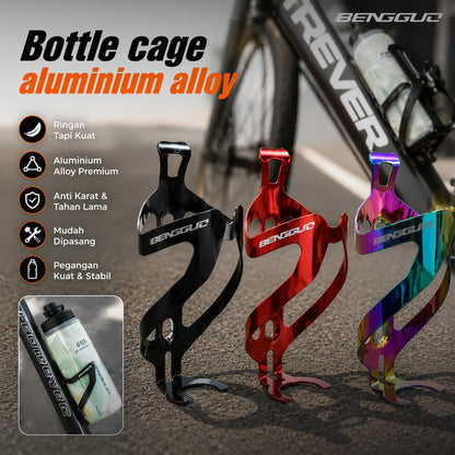 Holder Botol Minum Sepeda MTB Roadbike Aluminium Alloy Bengguo BG-4319 Free 2 Pcs Baut + Kunci L