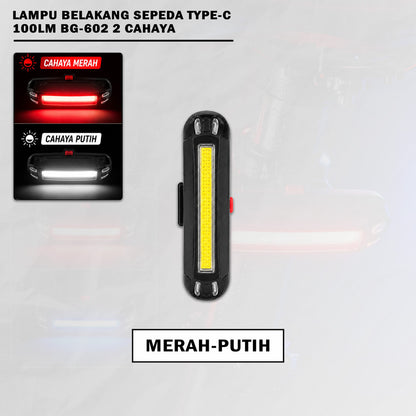 Lampu Belakang Sepeda LED USB Rechargeable 100 Lumens Bengguo BG-602 2 Warna Cahaya Waterproof MTB