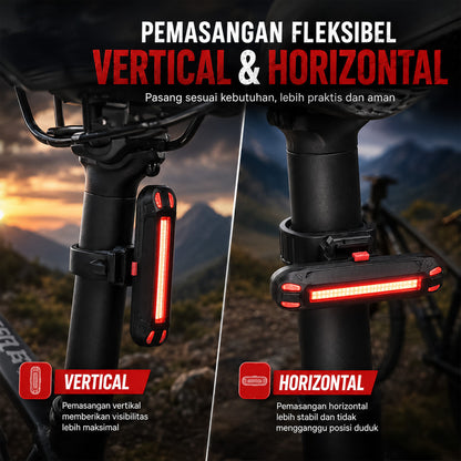 Lampu Belakang Sepeda LED USB Rechargeable 100 Lumens Bengguo BG-602 2 Warna Cahaya Waterproof MTB