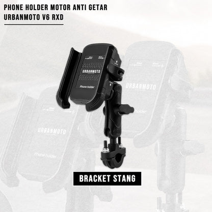 Phone Holder Motor Anti Getar Urbanmoto V6 RXD Quick Release Rotate Ball Full Aluminium Aloy Bracket Spion Stang