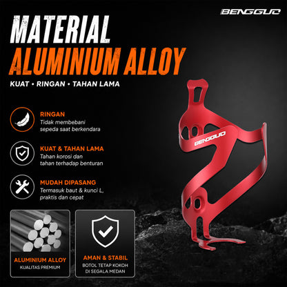 Holder Botol Minum Sepeda MTB Roadbike Aluminium Alloy Bengguo BG-4319 Free 2 Pcs Baut + Kunci L
