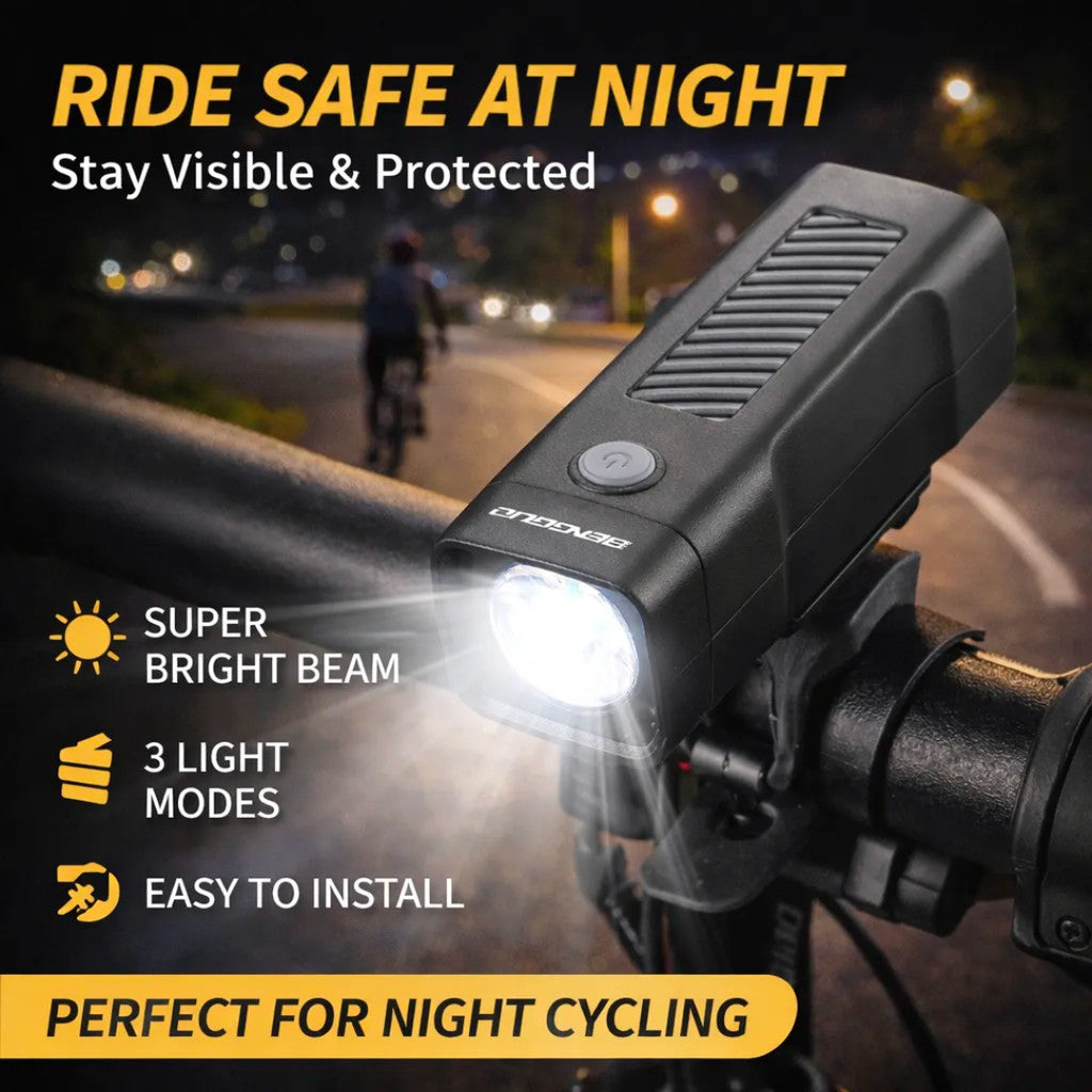 Lampu Depan Sepeda LED BG-2257 Waterproof 100 Lumens Battery Charge Isi Ulang 500 mAh